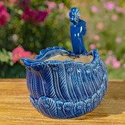 18.5" Hand-Painted Ceramic Peacock Planter “Koni”