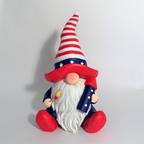 The Americanos 21" Magnesium Garden Gnome Holding Firework Rocket