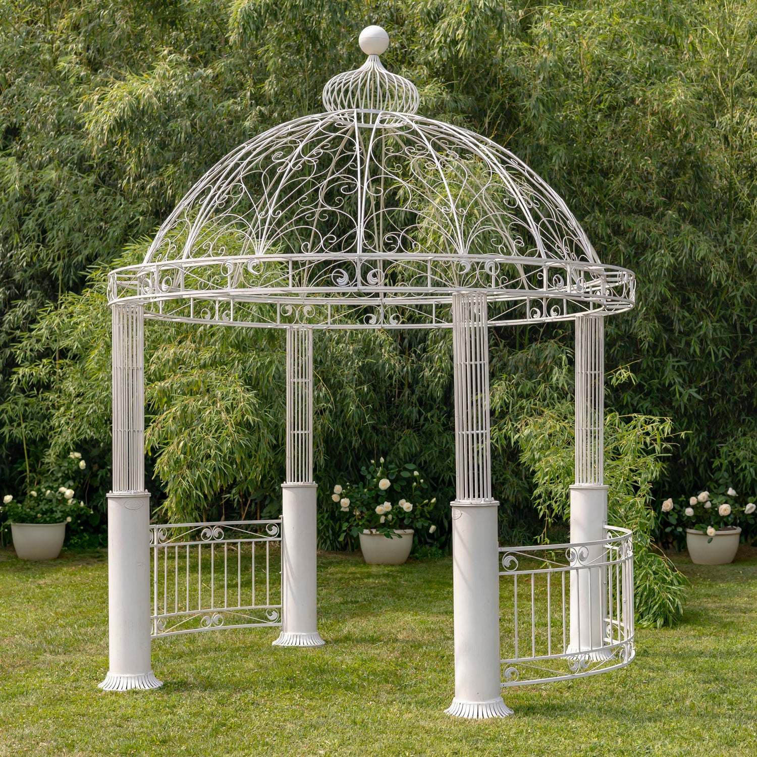 White Iron gazebo in garden scene