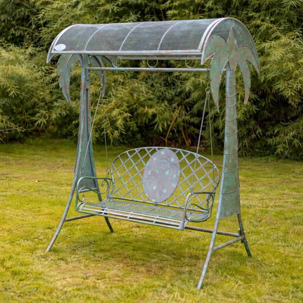 Palm Beach Iron Swing Bench – Verdi Green Garden Statement