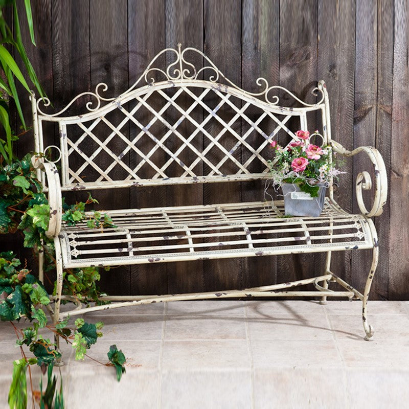 "Stephania" Victorian Iron Garden Bench – Antique White