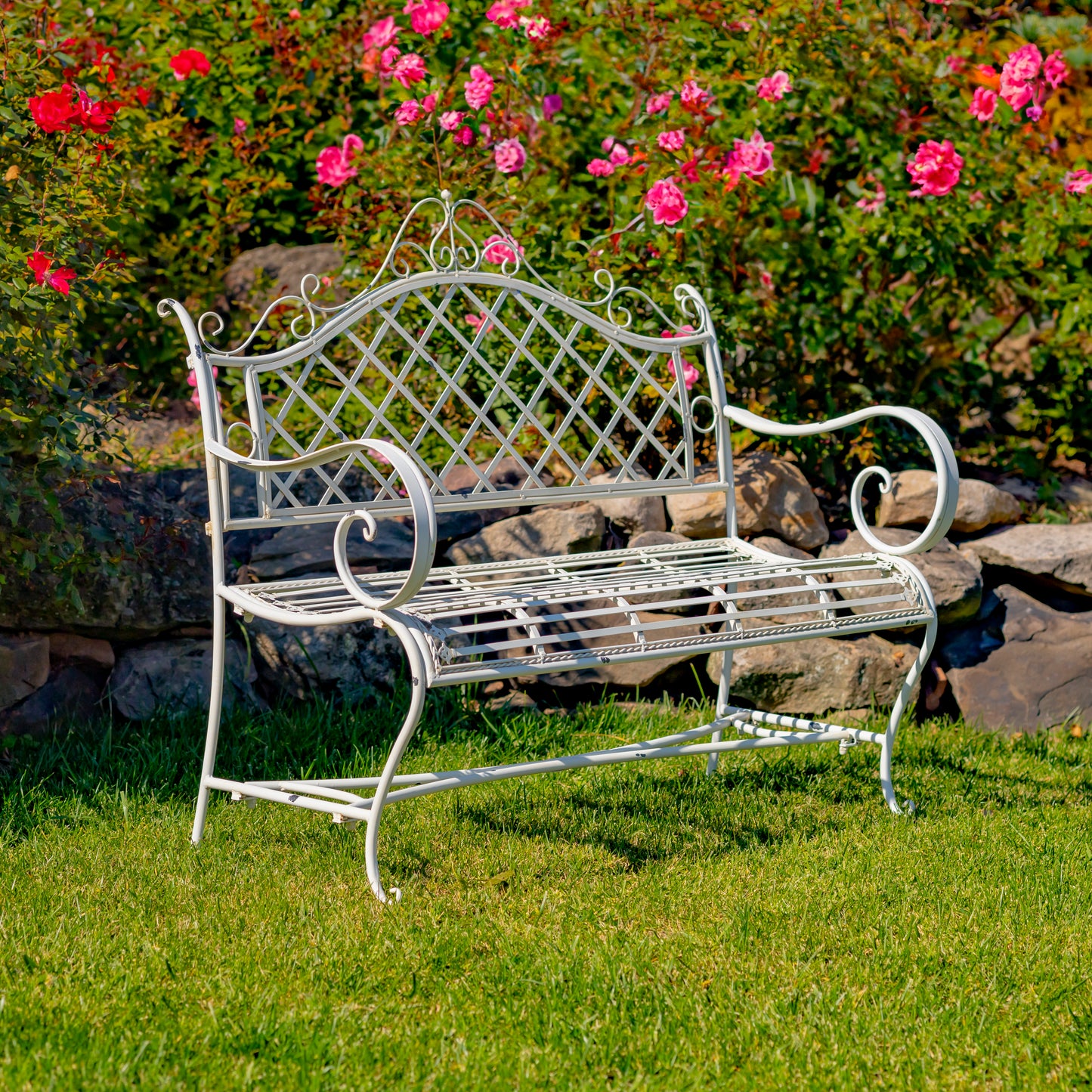 "Stephania" Victorian Iron Garden Bench – Antique White