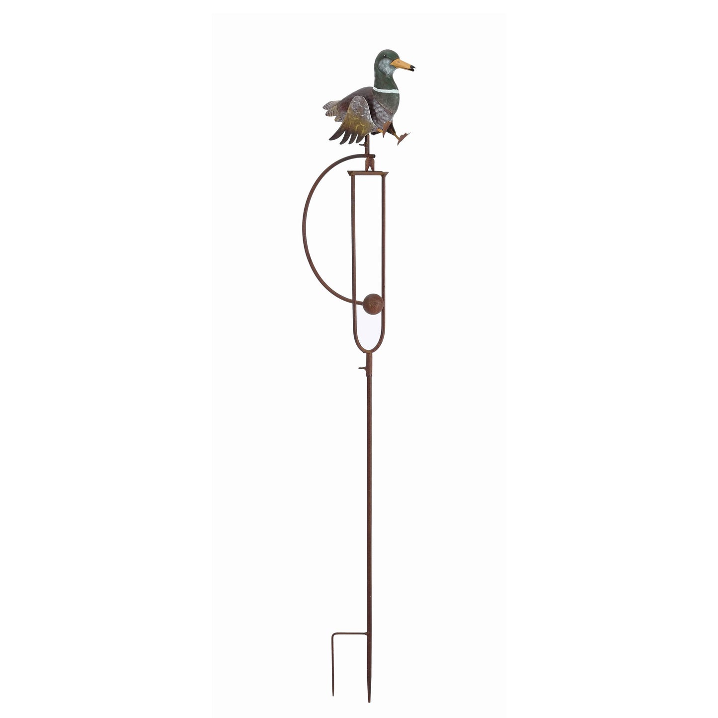 Metal Mallard Duck Rocking Garden Stake – 55" Tall Whimsical Outdoor Yard Decor – Ferdinand