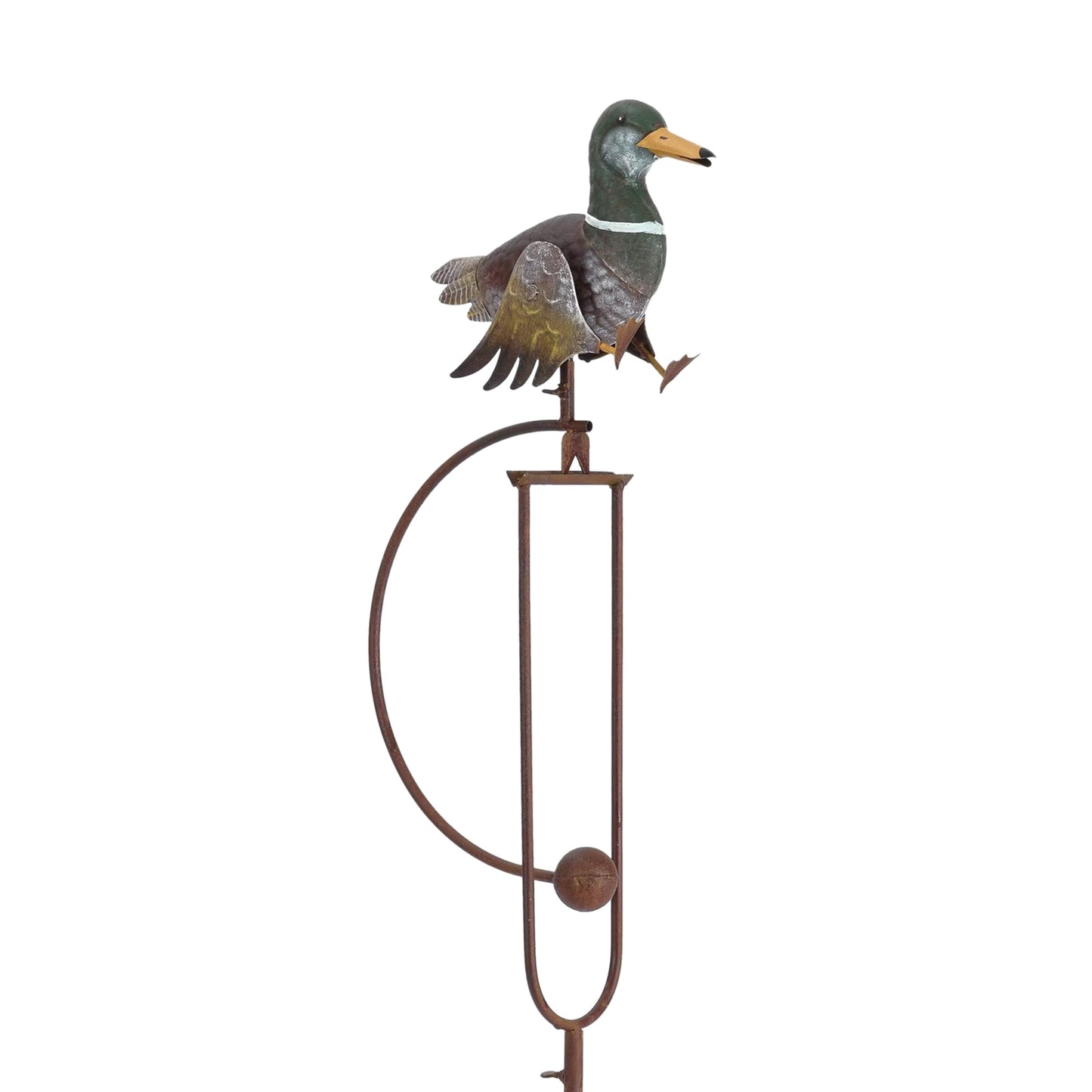 Metal Mallard Duck Rocking Garden Stake – 55" Tall Whimsical Outdoor Yard Decor – Ferdinand