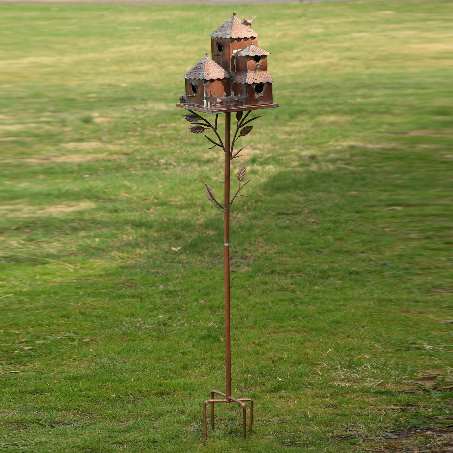 76.75" Country-Style Iron Birdhouse Stake “Pipersville”