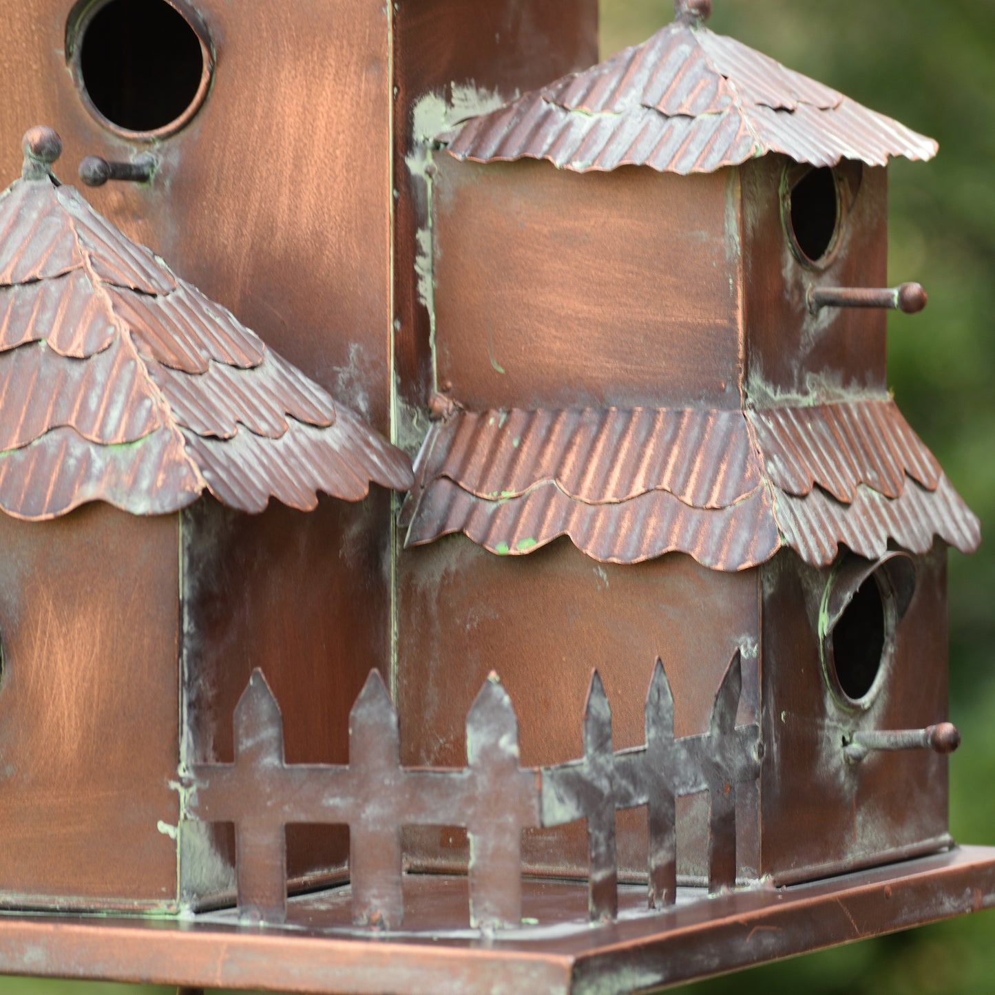 76.75" Country-Style Iron Birdhouse Stake “Pipersville”