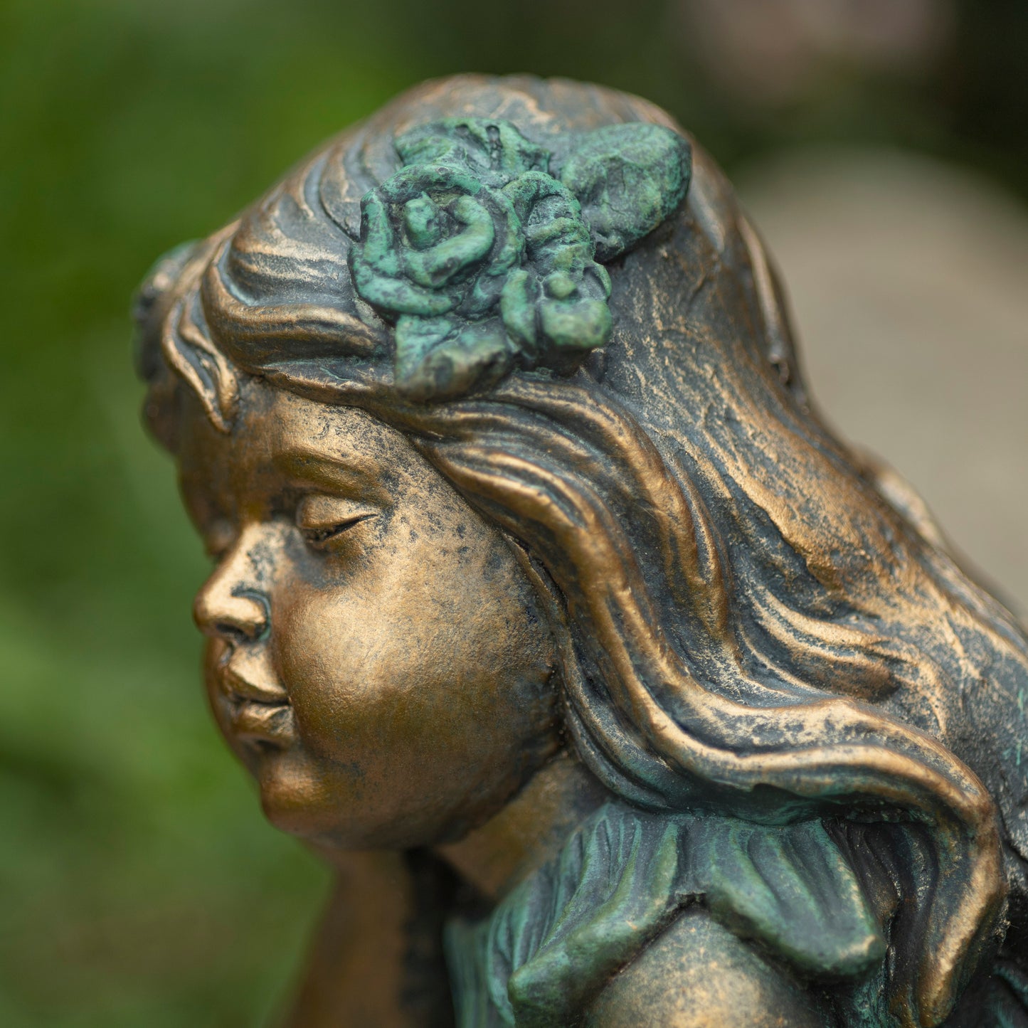 Gardenia Fairy Garden Statue Birdbath – 20" Bronze Fairy Garden Decor