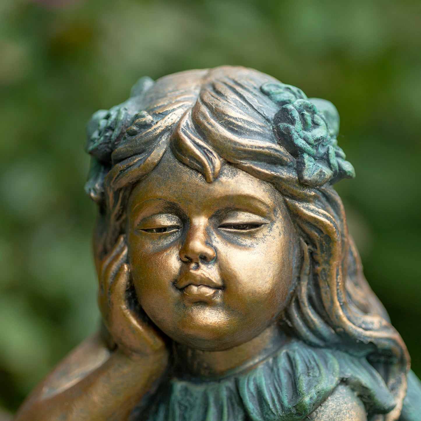 Gardenia Fairy Garden Statue Birdbath – 20" Bronze Fairy Garden Decor