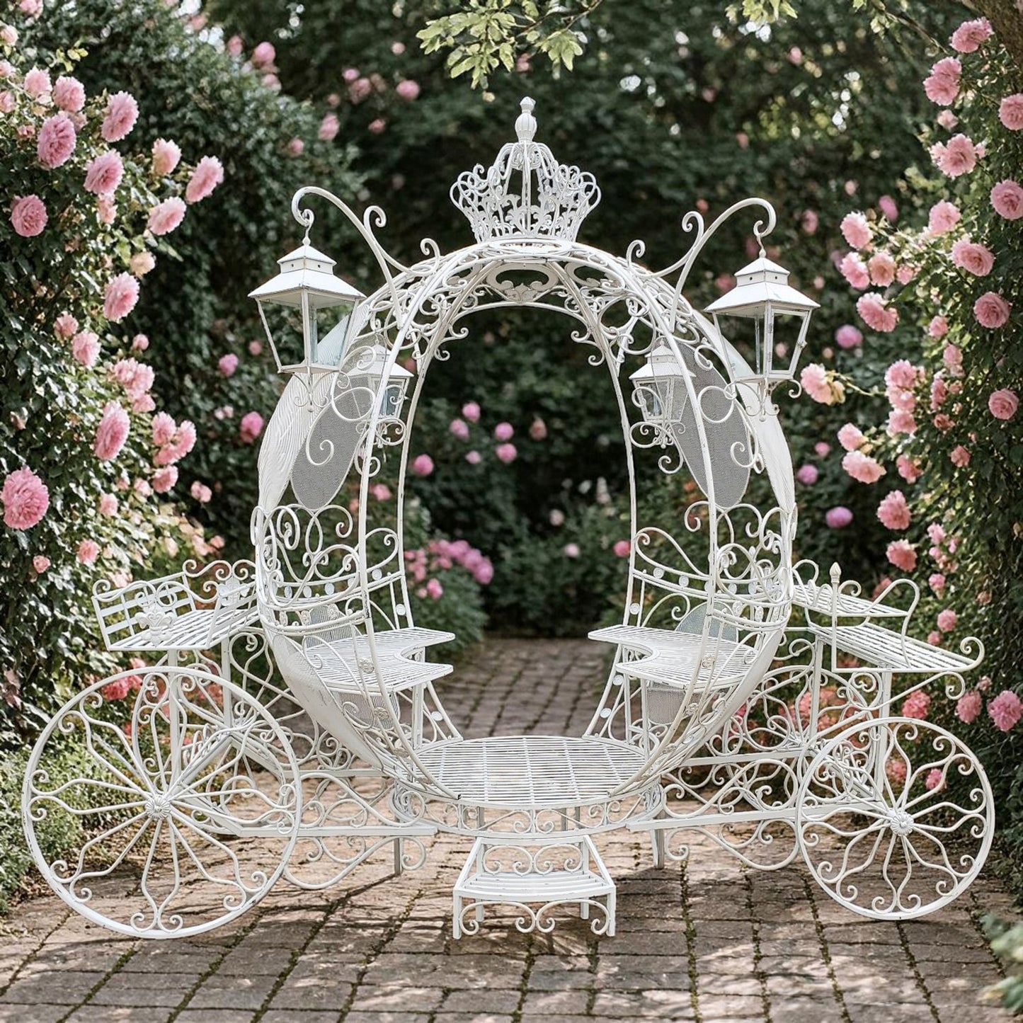 "The Luciana" 9.5ft. Large Round Cinderella Carriage in Antique White