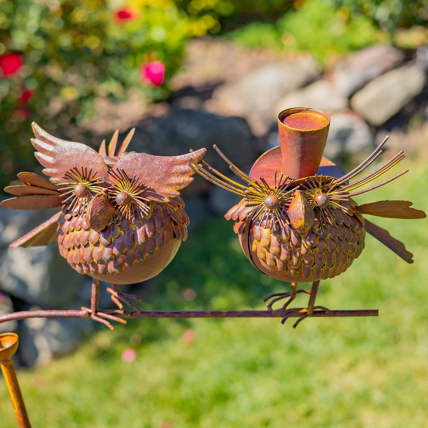 Bird Buddies Balance Garden Stake, 56.25" | "Rudy & Robin"