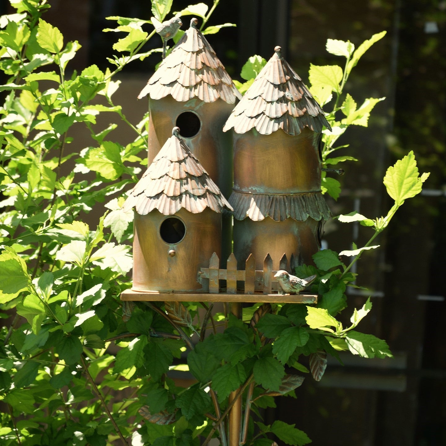 Country-Style Iron Birdhouse Stake, 76.75" | "Pipersville"