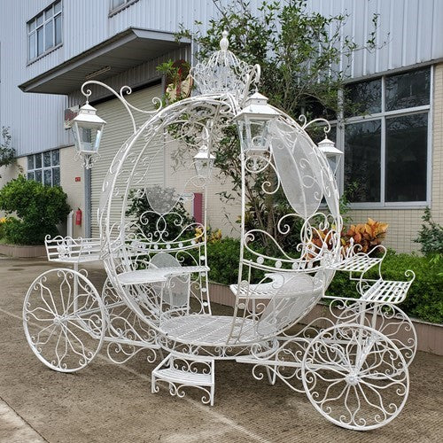 "The Luciana" 9.5ft. Large Round Cinderella Carriage in Antique White