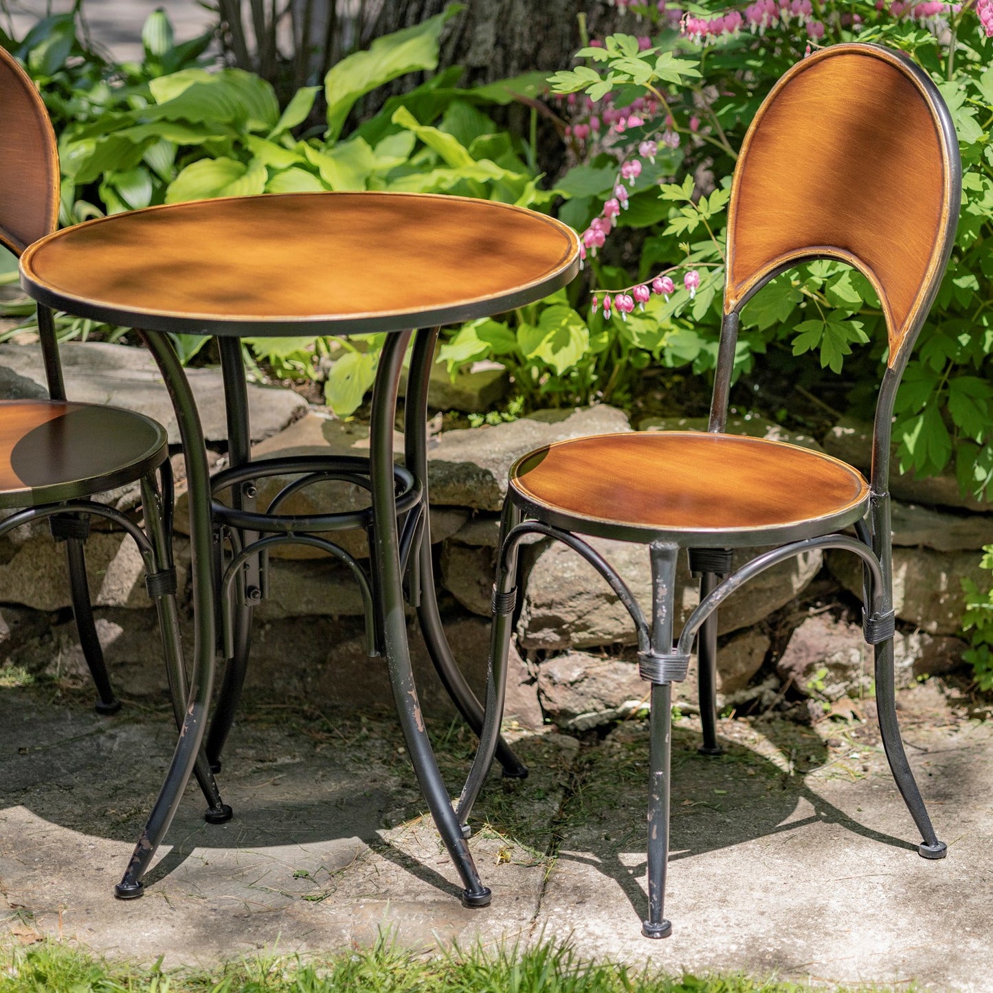 Round Iron Bistro Set, 3-Piece | "Paris 1968" in Copper
