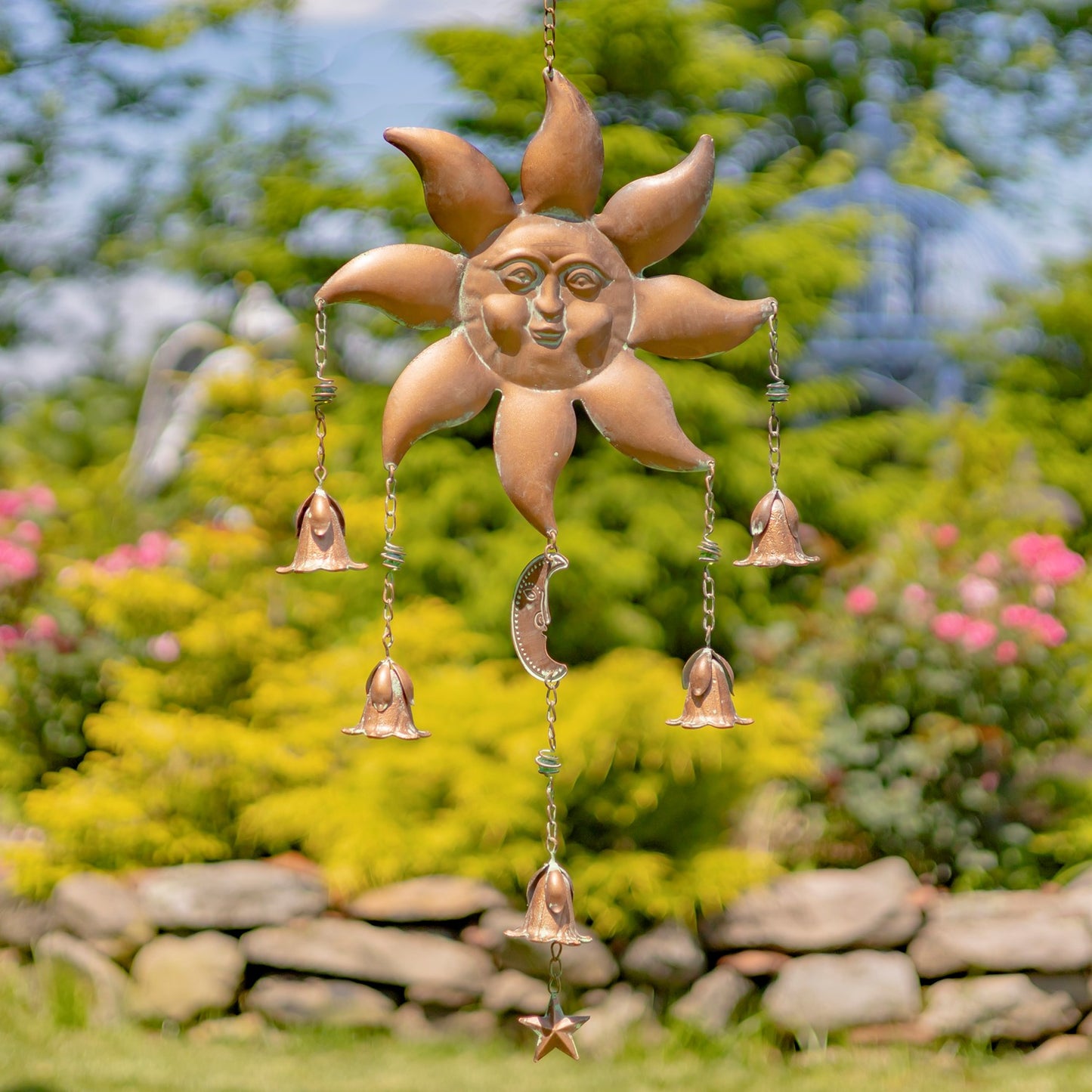 Sun in Splendor Iron Wind Chime with Dangling Bells