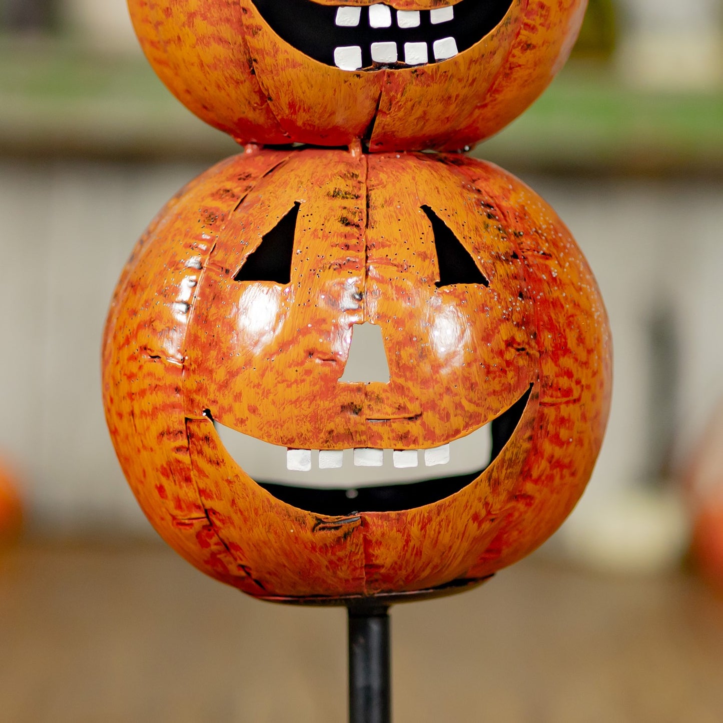 Bottom carved pumpkin with a happy face