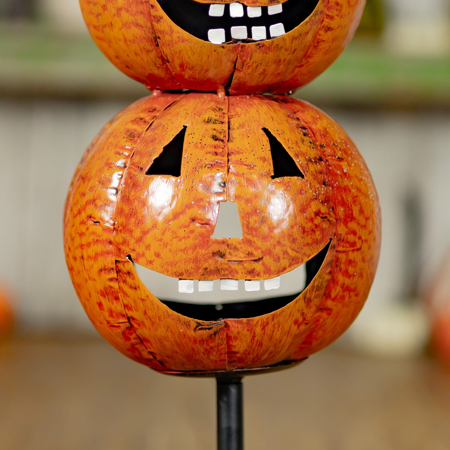 Bottom carved pumpkin with a happy face