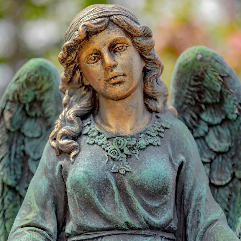 Muriel 37" Magnesium Angel Garden Statue with Birdbath Dress
