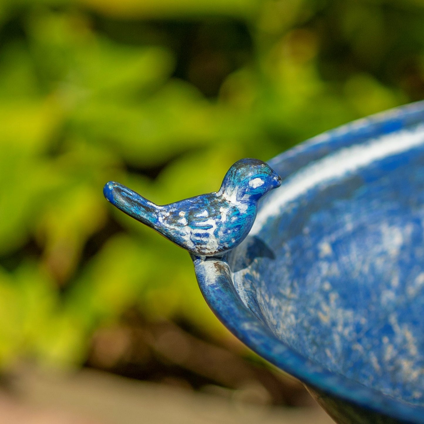 Ornate Pedestal Birdbath in Blue, 27" | Little Bird Detailing