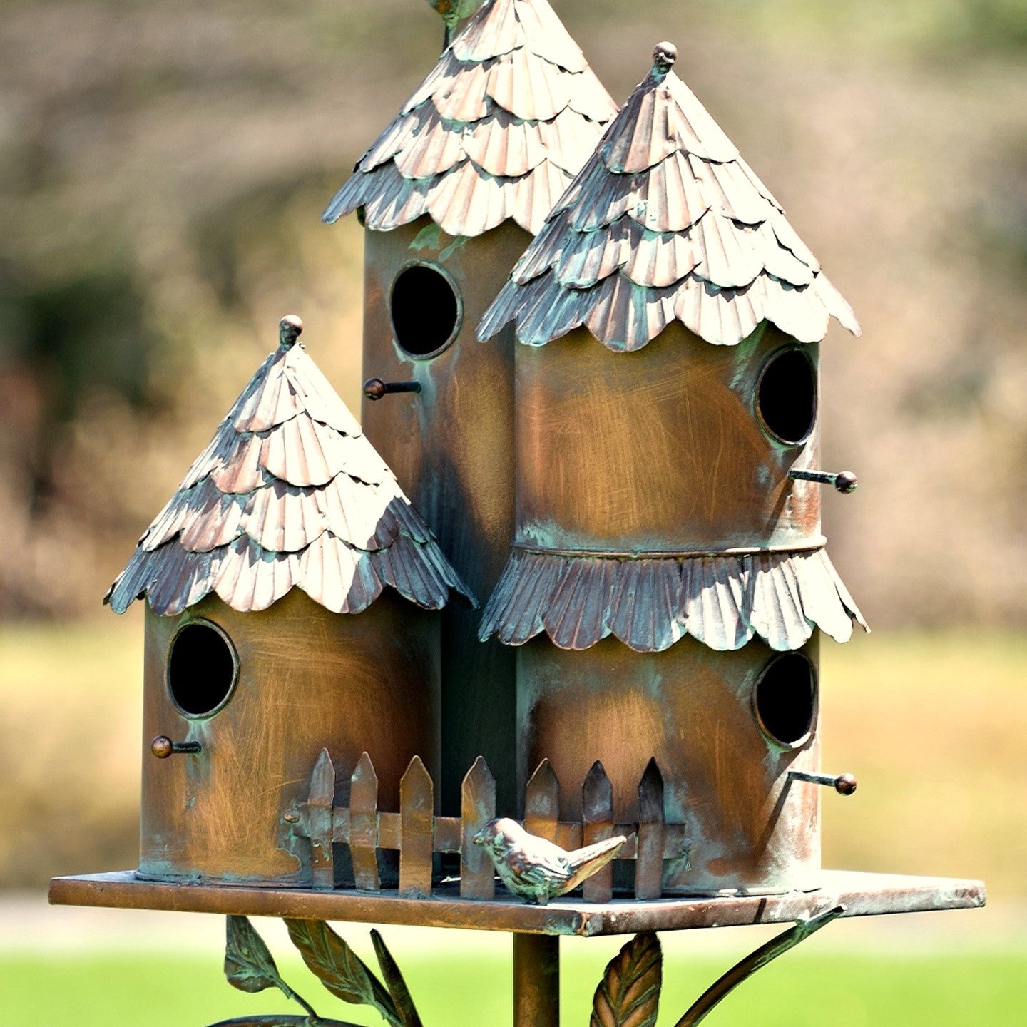 Country-Style Iron Birdhouse Stake, 76.75" | "Pipersville"