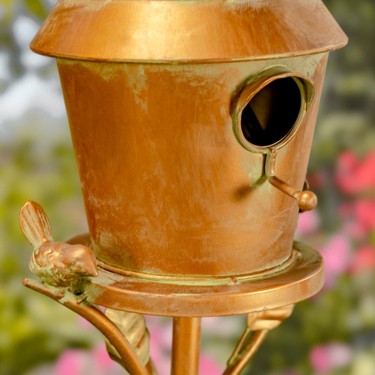 Antique Copper Saran Birdhouse Stake, 69.75" | "Mary"