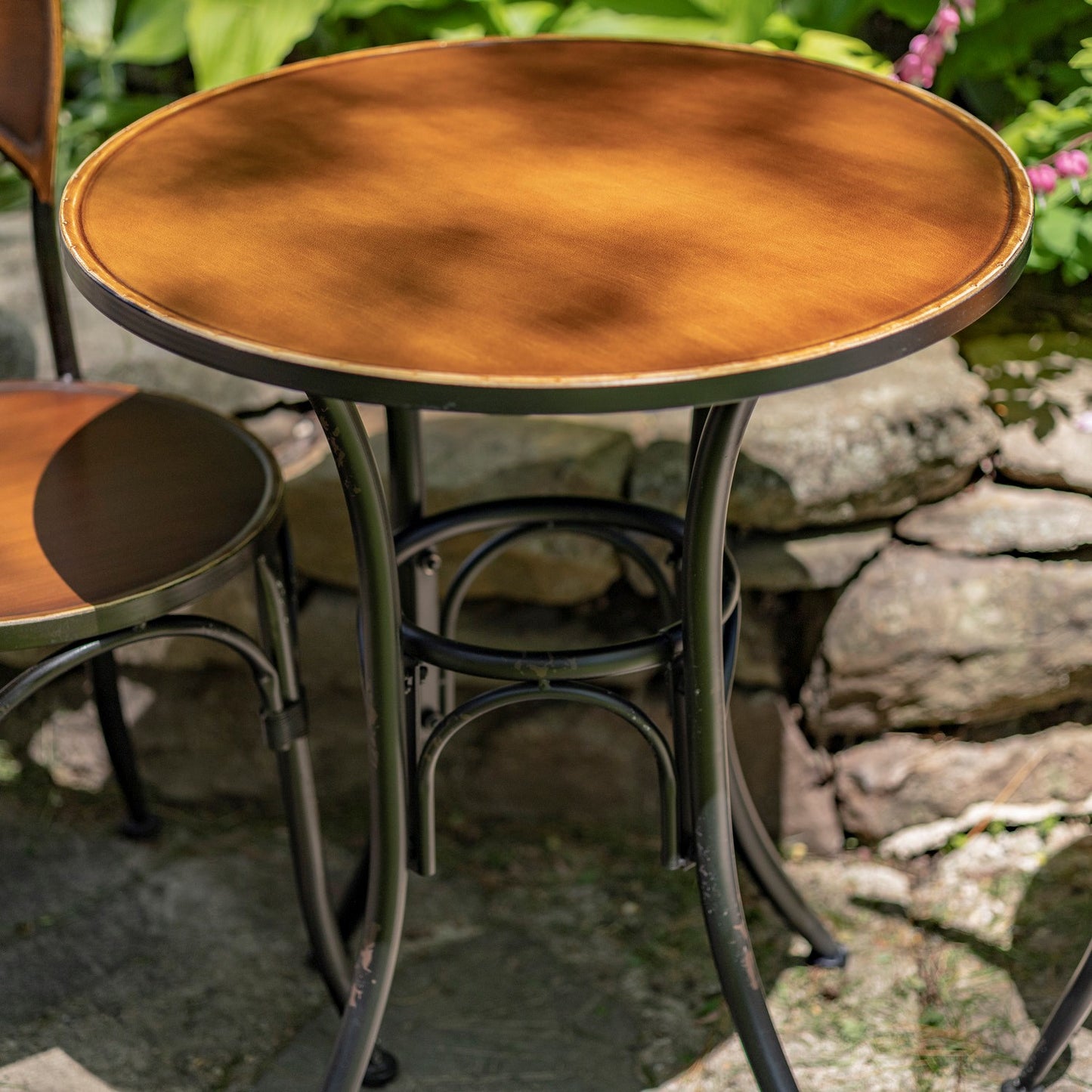 Round Iron Bistro Set, 3-Piece | "Paris 1968" in Copper