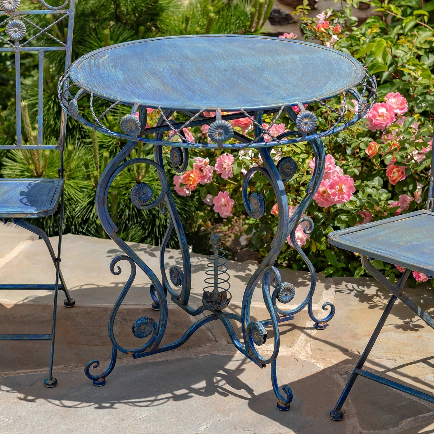 "Copenhagen 1843" Three Piece Metal Bistro Set in Cobalt Blue