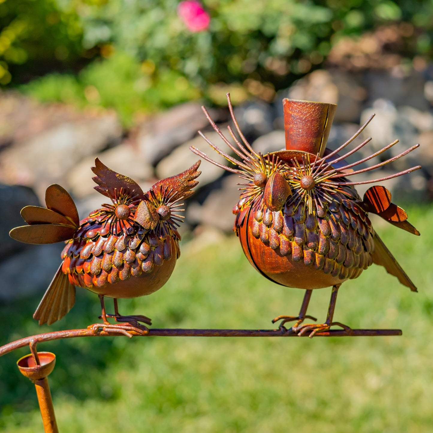 Bird Buddies Balance Garden Stake, 56.25" | "Rudy & Robin"