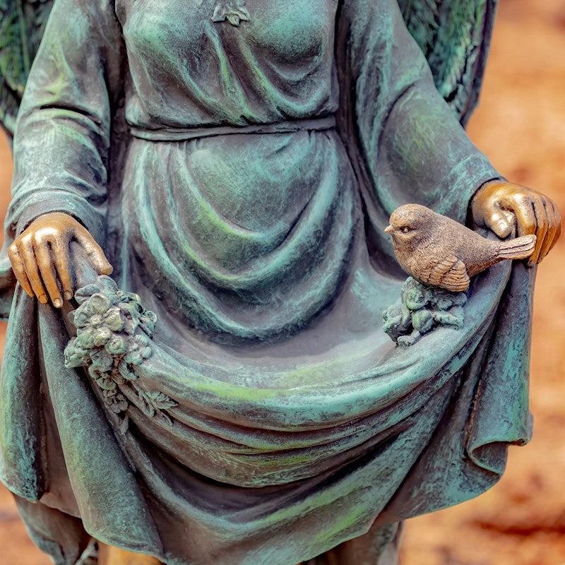 Muriel 37" Magnesium Angel Garden Statue with Birdbath Dress