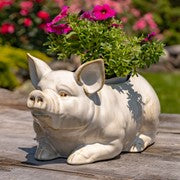 13" Hand-Painted Ceramic Pig Planter “Kewanee”