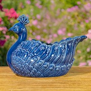 18.5" Hand-Painted Ceramic Peacock Planter “Koni”