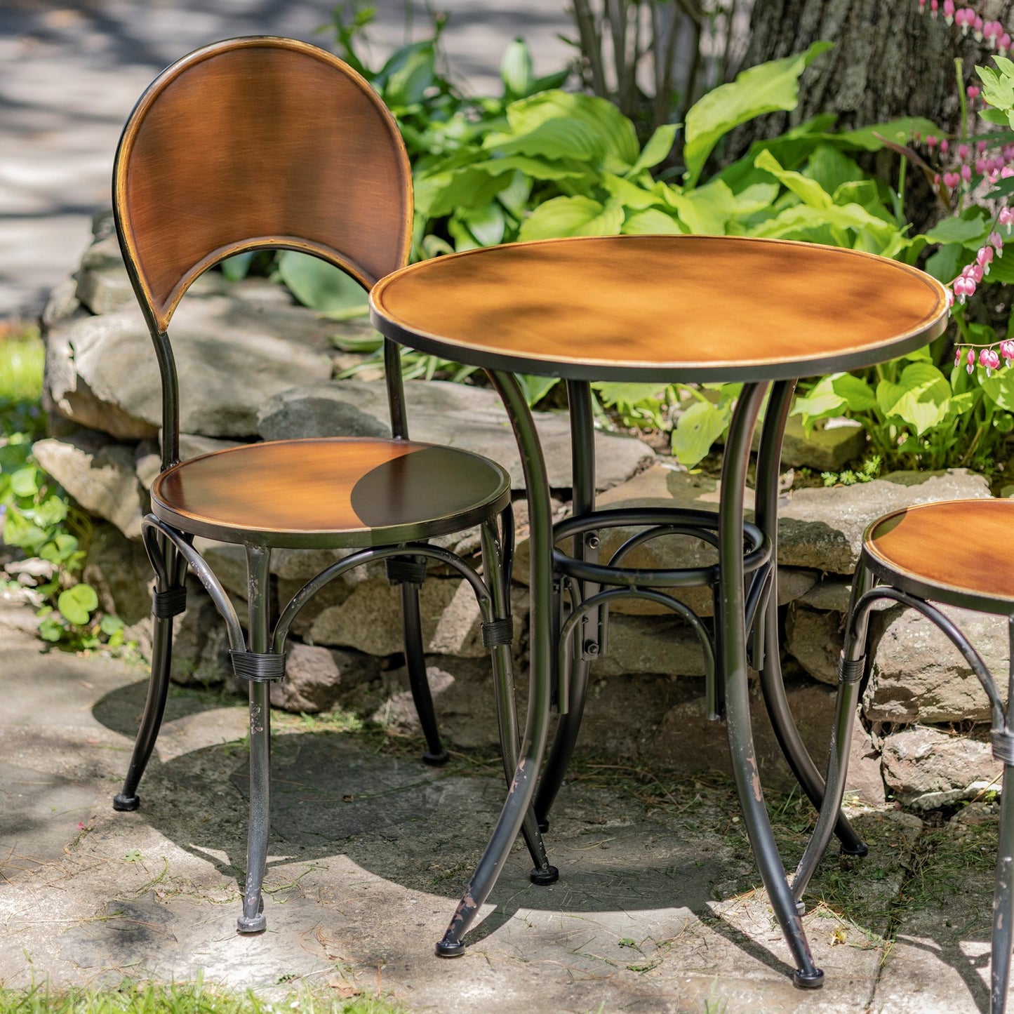 Round Iron Bistro Set, 3-Piece | "Paris 1968" in Copper