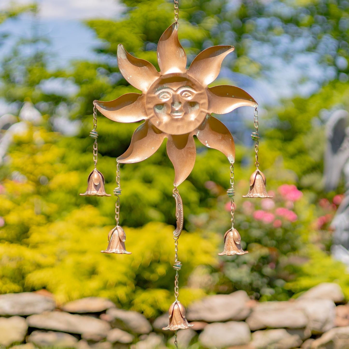 Sun in Splendor Iron Wind Chime with Dangling Bells