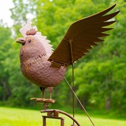 81.5" Tall Iron Rocking Rooster Garden Stake “Carlos”