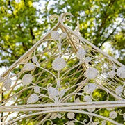 9.5 Ft Iron Garden Arch with Trellis Side Walls – Antique White "London 1820"