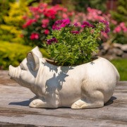 13" Hand-Painted Ceramic Pig Planter “Kewanee”