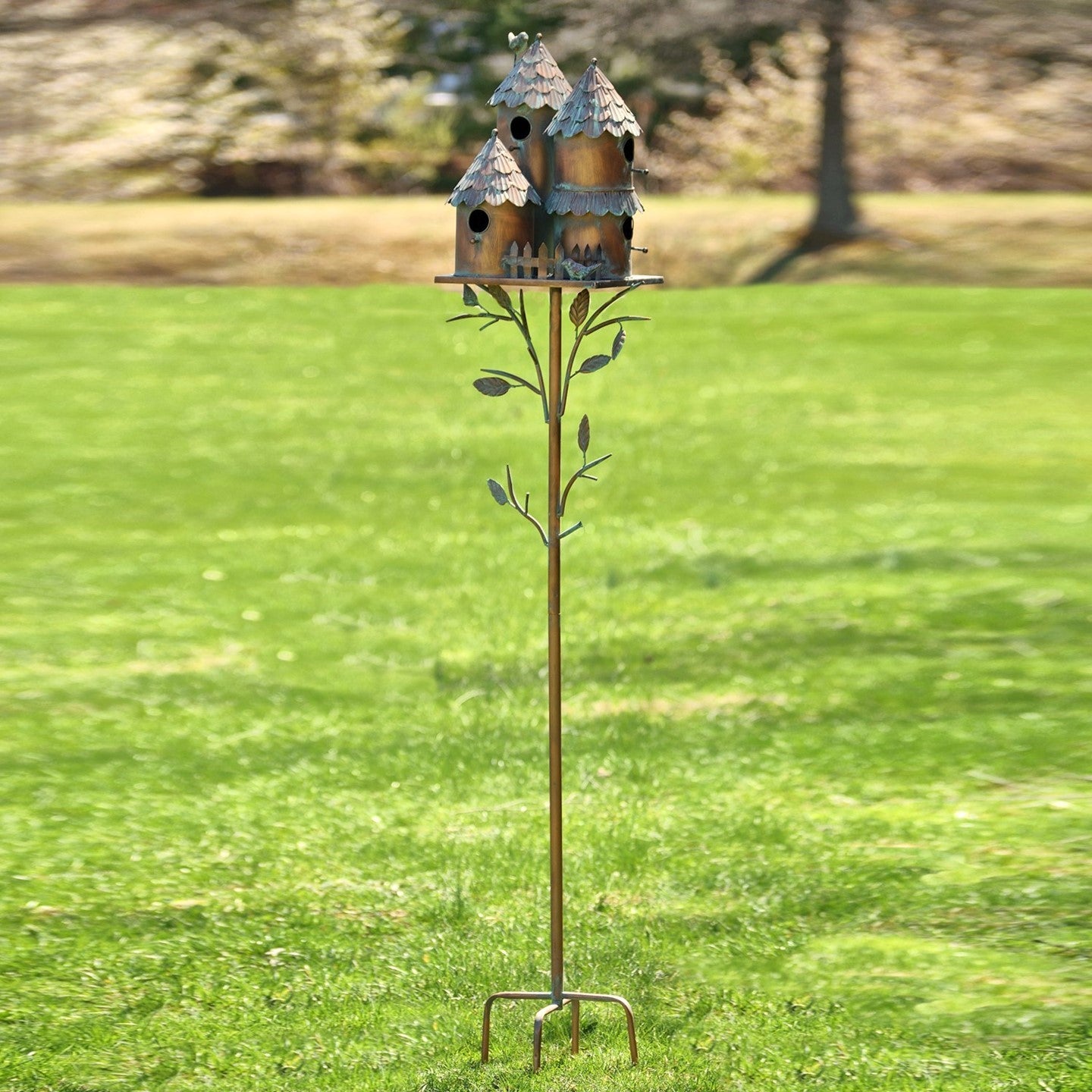 Country-Style Iron Birdhouse Stake, 76.75" | "Pipersville"