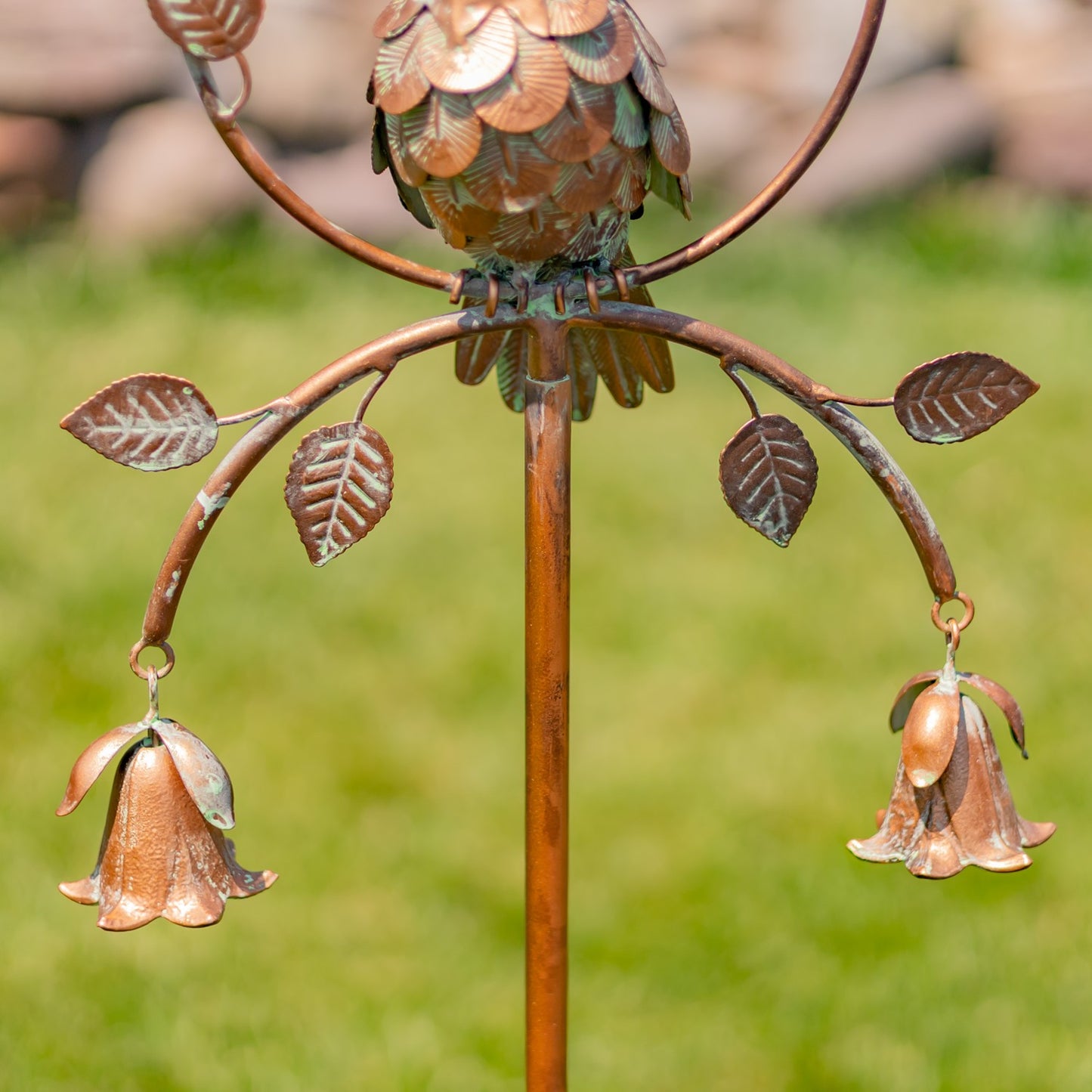 "Welcome" Garden Stake with Cockatoo & Dangling Bells, 54.5"