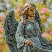 Muriel 37" Magnesium Angel Garden Statue with Birdbath Dress