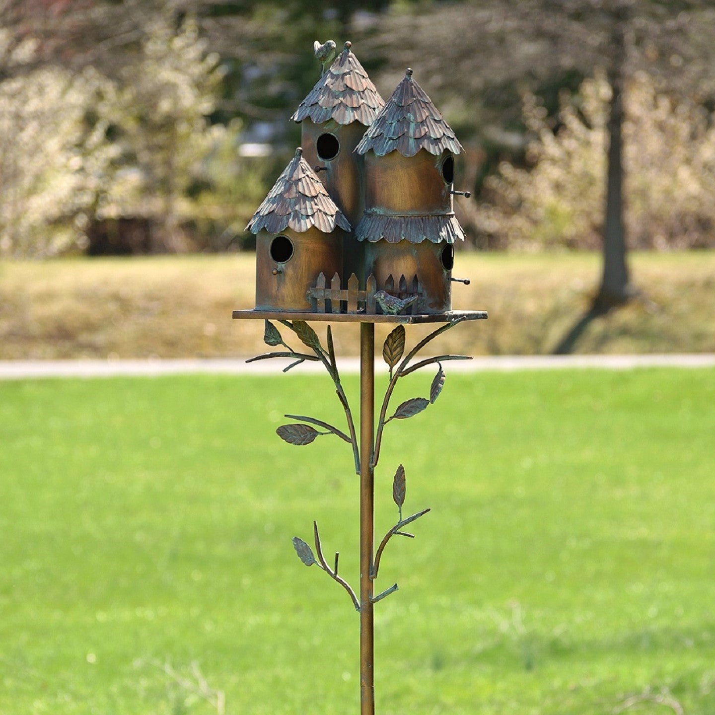 Country-Style Iron Birdhouse Stake, 76.75" | "Pipersville"