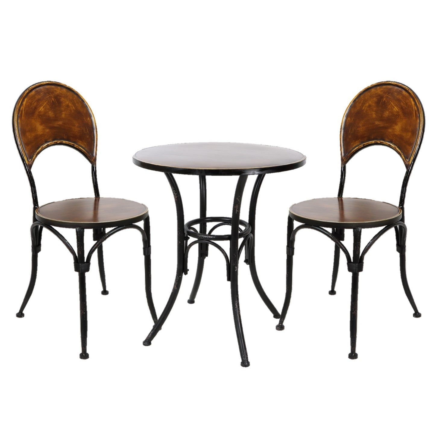 Round Iron Bistro Set, 3-Piece | "Paris 1968" in Copper