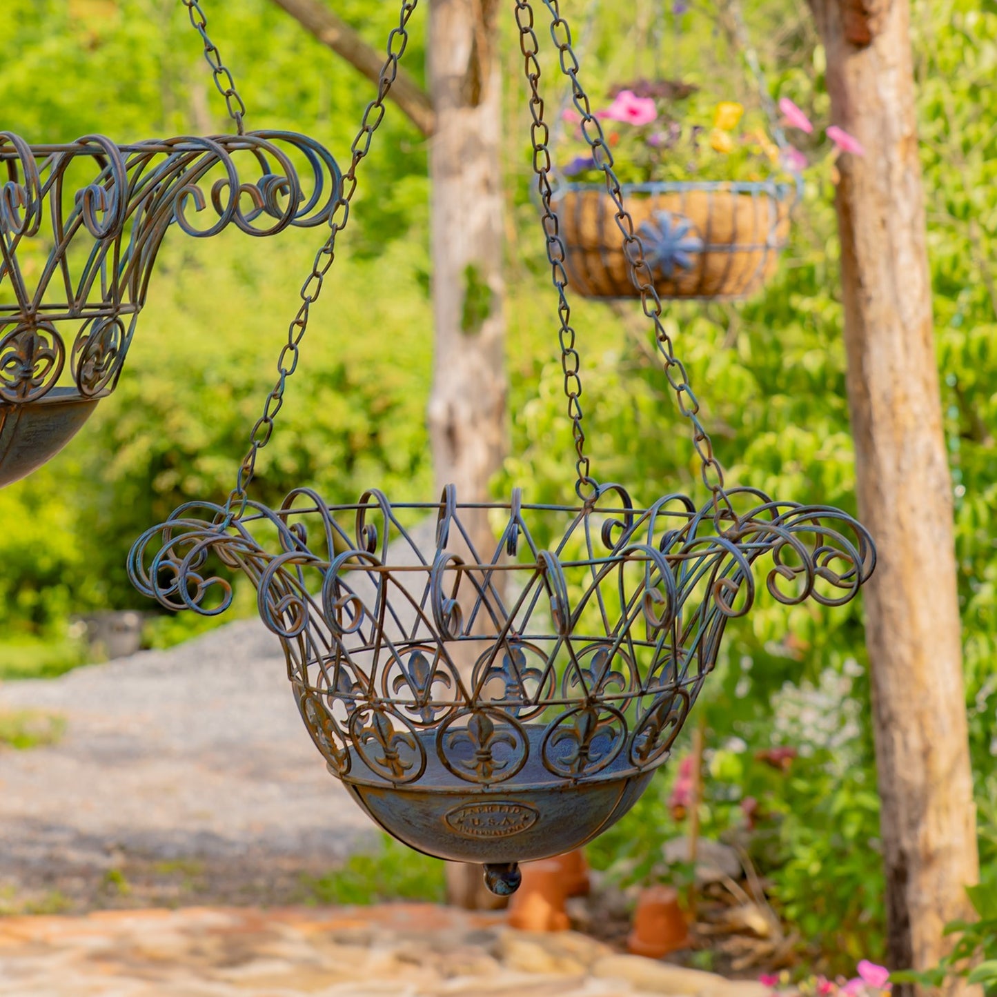 Cobalt Blue Hanging Basket Planters, Set of 2 | "Stephania"