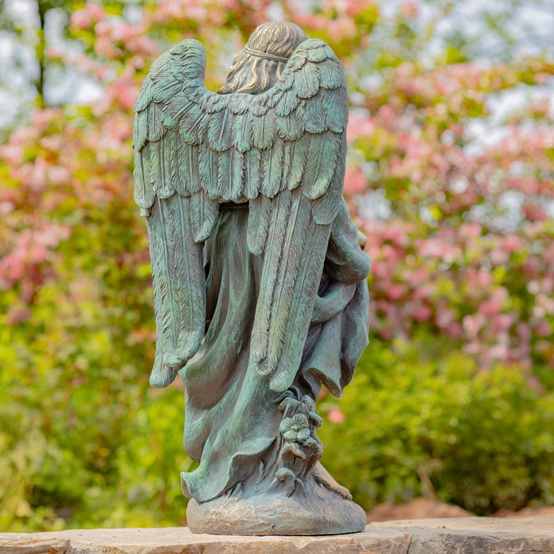 Muriel 37" Magnesium Angel Garden Statue with Birdbath Dress