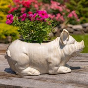 13" Hand-Painted Ceramic Pig Planter “Kewanee”