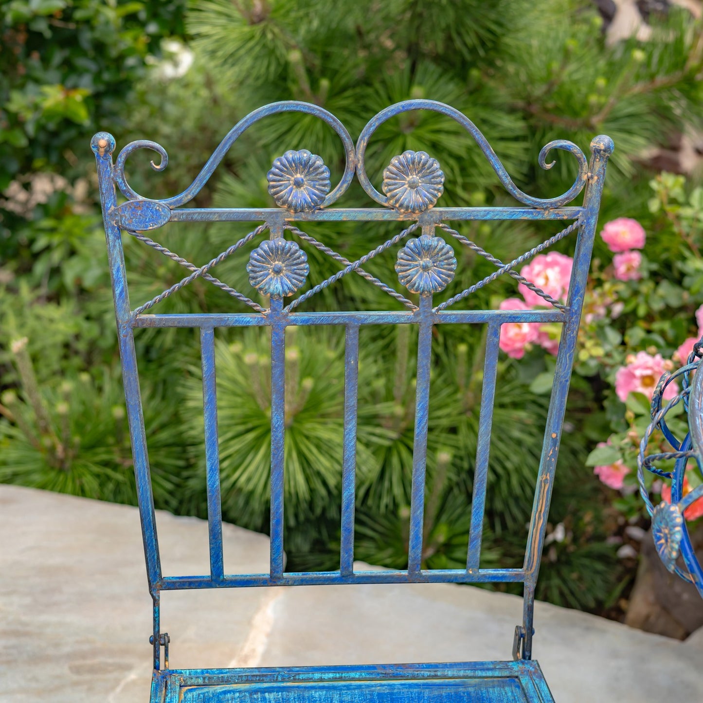 "Copenhagen 1843" Three Piece Metal Bistro Set in Cobalt Blue