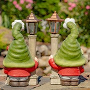 Shortstack & Dinkle 18" Spring Garden Gnomes with Solar Lanterns – Set of 2