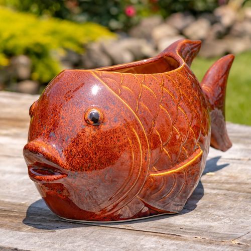 18.5" Hand-Painted Ceramic Goldfish Planter “Goldie”
