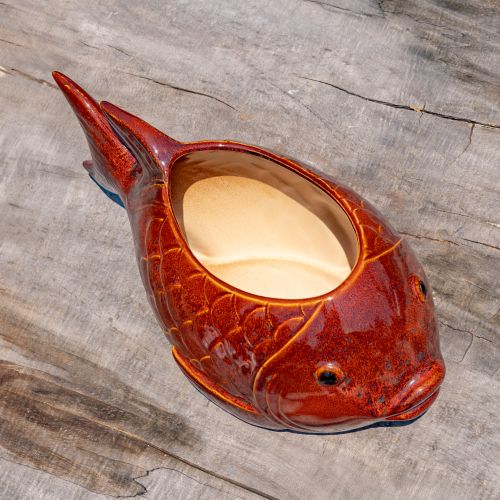 18.5" Hand-Painted Ceramic Goldfish Planter “Goldie”