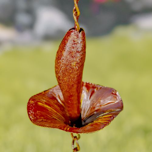 76.5" Iron Mushroom Rain Chain – Antique Rust Decorative Downspout