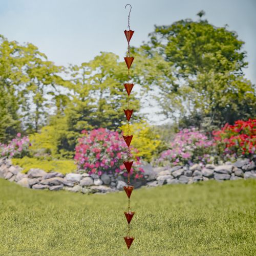 78" Iron Umbrella Rain Chain – Antique Rust Decorative Downspout