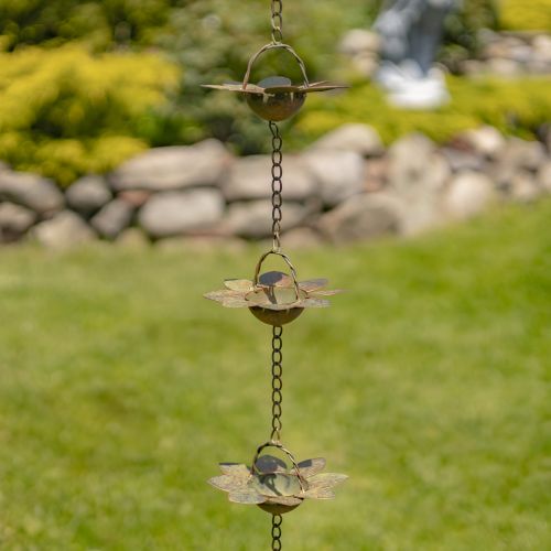 78" Iron Flower Rain Chain – Antique Rust Decorative Downspout